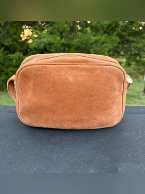 Vintage Made in Italy Embossed Tooled Leather Suede Crossbody Bag Brown Boho thumbnail 2