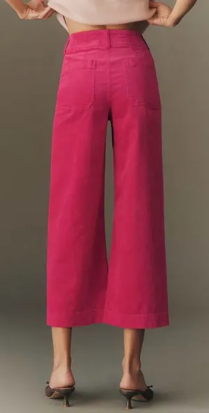 Anthropologie Maeve The Colette Corduroy Crop Wide-Leg Pants, Size 24 thumbnail 1
