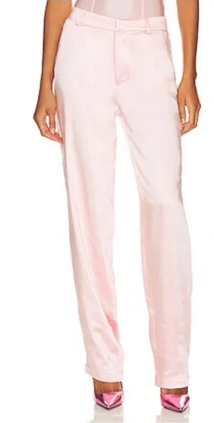Good American Bubble Pink Satin Trousers Dress Pants Size 6/28 thumbnail 1