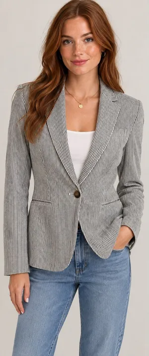 J. Crew • Campbell Blazer Striped Black & White Women's Blazer thumbnail 1