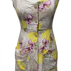 NWOT Lemon Floral Midi Linen Blend Dress thumbnail 7