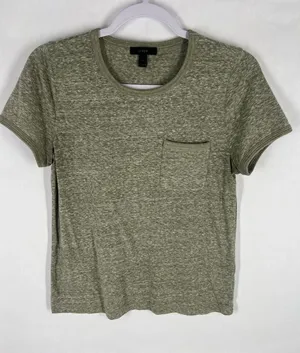 J.Crew Marled Pocket Tee Size M Green Cotton Blend‎ Casual Basic thumbnail 1