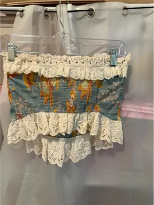 Free People Floral Lace Trim Strapless Tube Top Size Small thumbnail 4