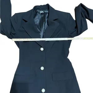 Zara Black Blazer Dress‎ with Pearl Buttons Minimalist Statement Piece thumbnail 10