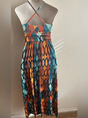 Maeve Multicolor Geometric Spaghetti-Strap Maxi Dress XS thumbnail 5