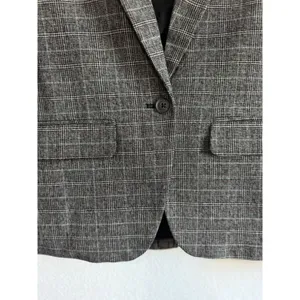 Abercrombie & Fitch Womens 0 Windowpane Single Button Blazer Gray‎ Plaid Stretch thumbnail 3