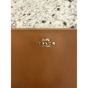 Coach Tan Leather Zip Around Continental Wallet thumbnail 15