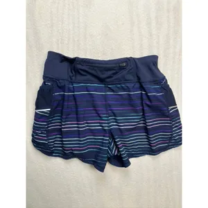 Athleta Women's Striped Running Shorts Size S‎ Navy Purple Teal Athletic thumbnail 11