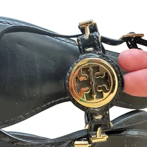 Tory Burch Ali Black Logo‎ Sandals 8.5 thumbnail 8