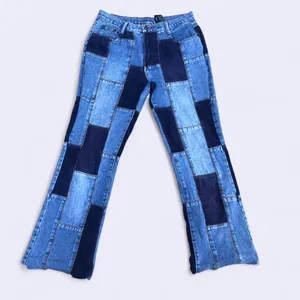 Y2K 2000s Denim Patchwork Boho Indie Mid Rise Wide Flare Bootcut Bell Bottom Jeans #Grunge #Western #Granola #Punk #Skater #Festival #Cottagecore thumbnail 3