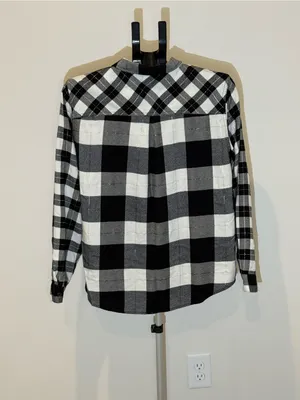 Maurices Black White Plaid Flannel Button Down Shirt Large thumbnail 5