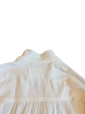 We The Free Ivory Cotton Gauze Popover Blouse Long Sleeve V Neck Small Women's thumbnail 9