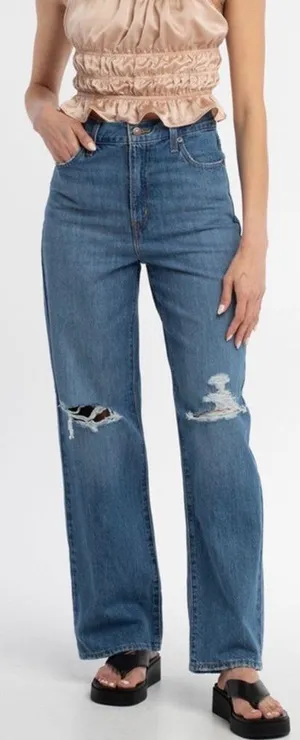NWT Levi’s High Waisted Straight Jeans in Joe Strut Destructed size 30x29 NEW thumbnail 1