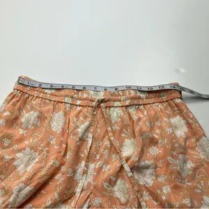 World Market Peach Green Floral Print Pajama Pants Womens Size‎ Small Pull On thumbnail 5