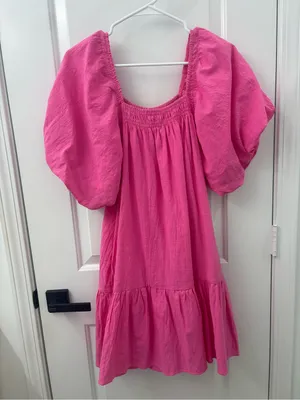 Entro pink puff sleeve dress thumbnail 1