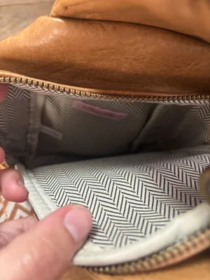 Pink Lily Tan Crossbody Sling Bag with Patterned Strap thumbnail 2