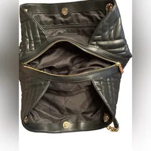 Michael Kors Peyton Large Quilted Tote Black Gold Chain Shoulder Bag black thumbnail 7