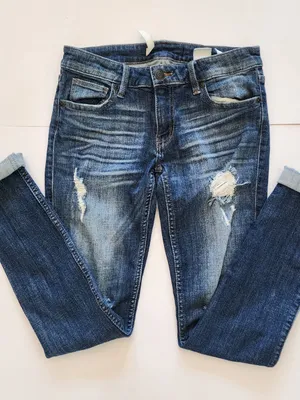 Distressed Mid-Blue Women's Skinny Jeans thumbnail 6
