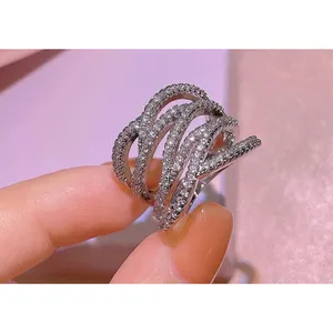 Iced‎ Multi Layer Simulated Diamond Adjustable Ring | 925 Sterling Silver thumbnail 6