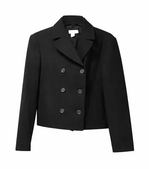 J. Crew Black Wool Double Breasted Peacoat‎ Jacket Lined Size 4 READ Office thumbnail 1