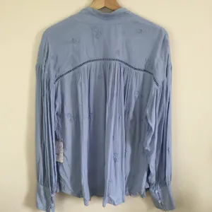 Free People Light Baby Blue Wishful Moments Tie Neck Tunic Top NEW thumbnail 8