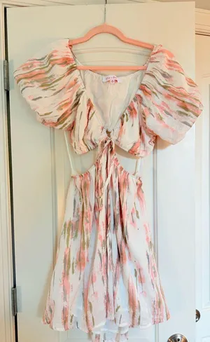 Meet me in Santorini Pink and Green Mini Dress thumbnail 1