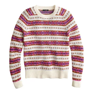 J.Crew Striped Fair Isle Crew Neck Sweater Sz SM Cozy Cabincore thumbnail 2