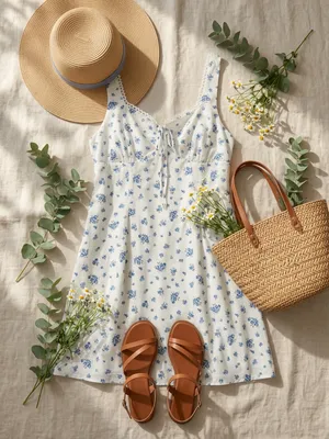 Floral Square Neck Lace Trim Front Tie Mini Dress thumbnail 1