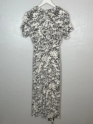 Whistles Women 4 White Black Floral Print Maxi Dress Button Front Ruffle Summer thumbnail 5