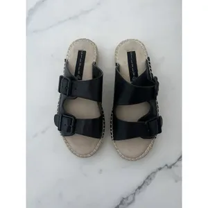 Steven By Steve Madden Black Lapis Espadrille Leather Platform Sandal Size 7 Boho Chic thumbnail 4