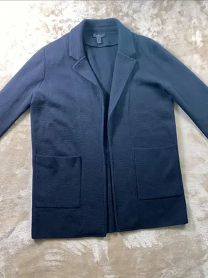 J. Crew Merino Wool Blend Black Open-Front Women's Blazer Jacket thumbnail 3