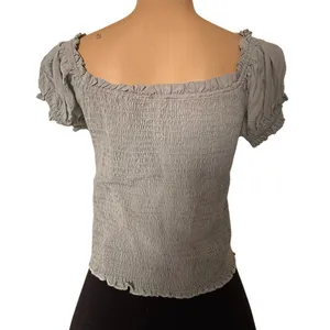 Blush Light Green Smocked Puff Sleeve Crop Top Size L Y2K Summer thumbnail 2