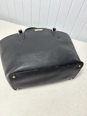 Kate Spade New York Leather Cow Black Saffiano Tote with Gold Plaque‎ thumbnail 4
