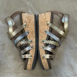 OTBT Storm Gold Brown Metallic Crisscross Strappy Wedge Sandals Size 9 thumbnail 8