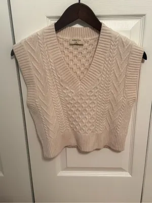 Aritzia Babaton Emporia Cropped Cable Knit Wool Sweater Vest thumbnail 2