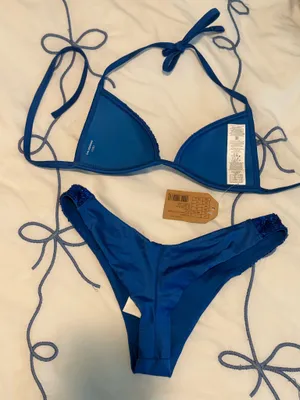 Caldezonia blue sparkly glitter bikini top & bottom thumbnail 3
