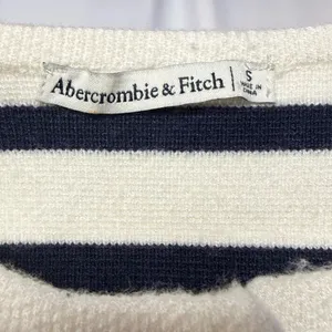 Abercrombie &‎ Fitch Gold Button Striped Cardigan Sweater in White Navy Size S thumbnail 3