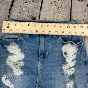 Y2K Hollister Denim Distressed Mini Skirt Jean size 00 thumbnail 10