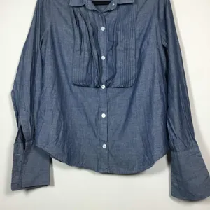 Love 21 Denim 100% Cotton Minimalist Clean Girl Casual Button‎ Down Shirt M thumbnail 3
