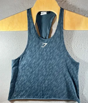 976 | Gymshark Honeycomb Geometric Racerback Cropped Tank Top Teal Blue Womens S thumbnail 1