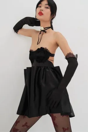 For Love & Lemons Virginia halter dress gloves included NWT thumbnail 1