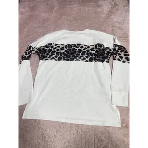 Size M Thermal Waffle Top Long Shirt‎ Leopard Print Bin11 thumbnail 6