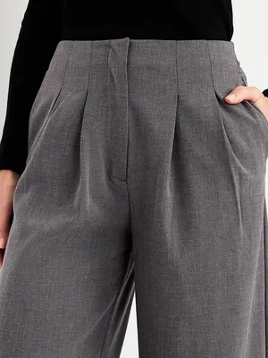 Old Navy Extra High Rise Wide Leg Trousers in Grey Melange thumbnail 8