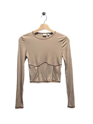 Aritzia Sunday Best Corset Stitch Crop Top Beige Size S Neutral Casual Y2K Retro thumbnail 2