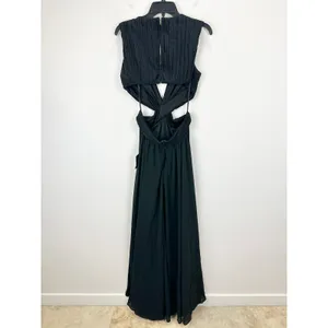 Lulus Vivid Imagination Black Cutout Maxi Dress Long Formal Chiffon Large NWT thumbnail 12