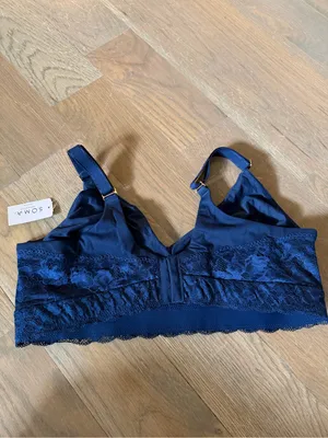 Soma Enbliss Wireless unlined Lace-Trim Bralette in Navy size XL thumbnail 2