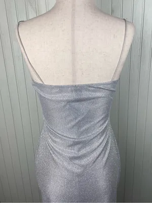 NEW Windsor Silver Glitter Sparkle Slip Dress with Cowl Neck Size Medium Fairy thumbnail 14