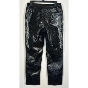 J.Crew Black Patent Faux Leather High Rise Straight Pants Size 28 edgy Y2K goth thumbnail 3