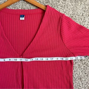 Old Navy Pink Ribbed Cardigan Single Button XL Valentine’s Day Casual thumbnail 6