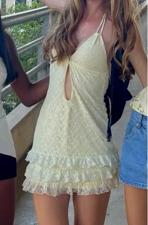Yellow Edikted Mini Dress thumbnail 3